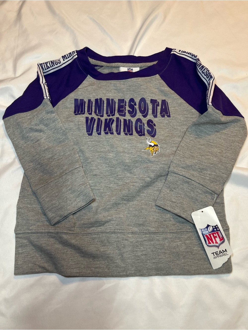 NFL Minnesota Vikings Youth Girls XS 4/5 Gray Purple Long Sleeve Shirt NWT